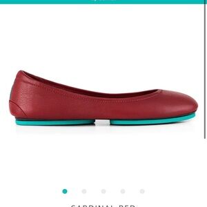 Tieks Cardinal Red Leather Ballet Flat with Teal Sole